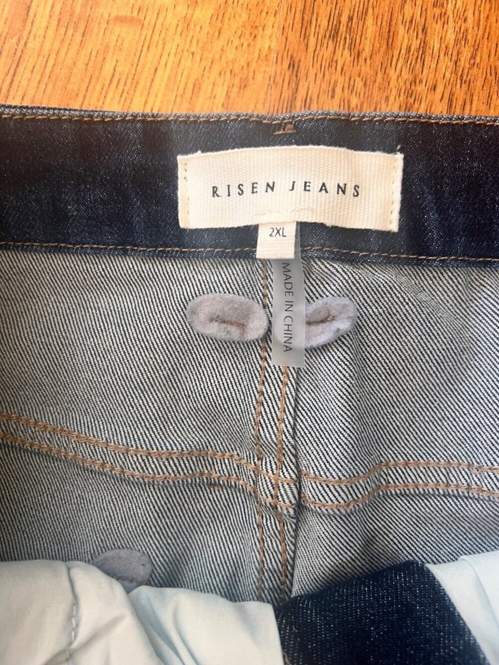 Risen Womens Dark Wash Wide-Leg Tummy Control Jeans With Frayed Hem Size 2XL - Picture 9 of 11